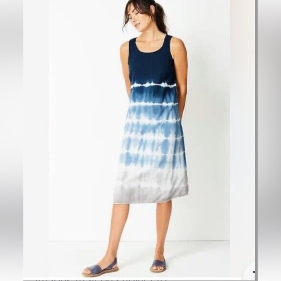 J. Jill Dresses & Skirts - Pure Jill Blue and White Tie Dyed Ombré Dress Size XS